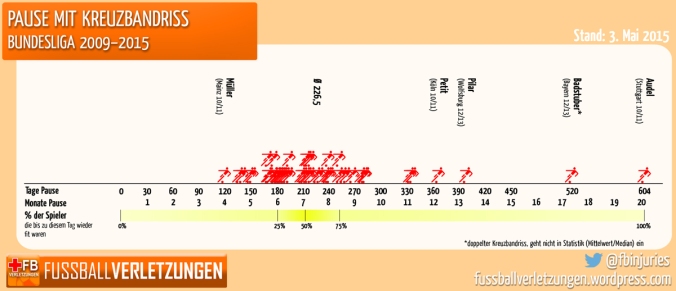Grafik: Pause mit Kreuzbandriss. Die Hälfte braucht mindestens 7 Monate.